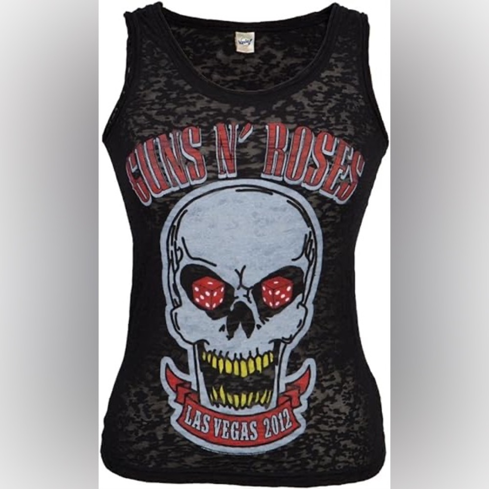 Guns N’ Roses burnout tank women’s XL 2012 Las Vegas skull